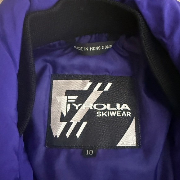 Tyrolia Skiwear Vintage Purple Black Aztec Ski Jacket Nylon Winter Coat Size 10 - Picture 9 of 11